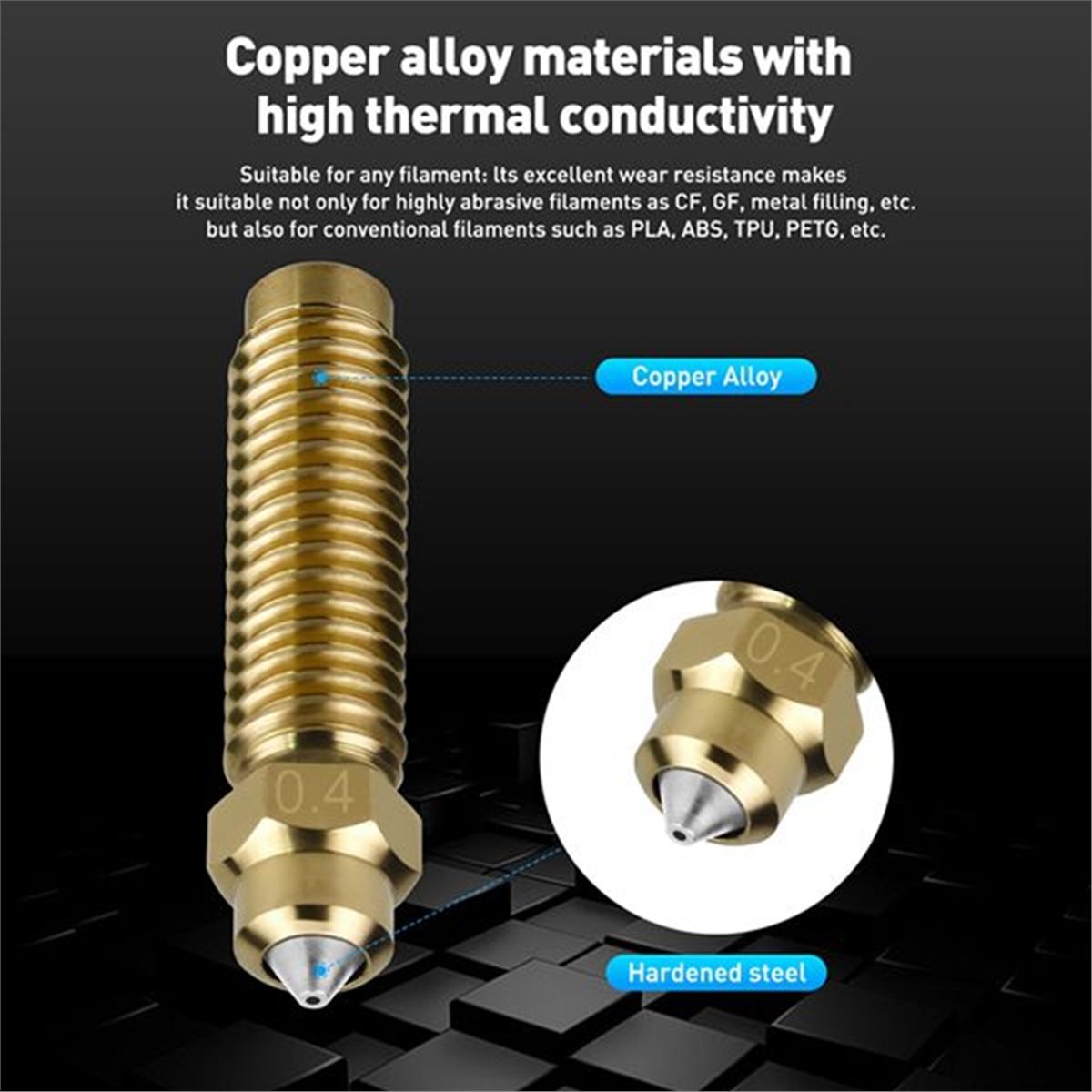 A40T 5 Peças Bico de 0.2mm 0.4 - Nozzle 0.4Mm Hardened avaliação e preço